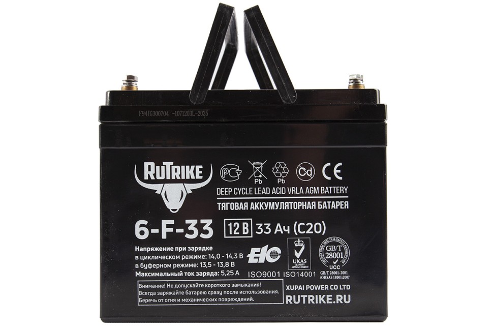 Тяговый аккумулятор RuTrike 6-F-33 (12V33A/H C20)